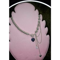 Колье Pearl Dawns, авантюрин, металл, длина 40.5 см, серебристый/синий