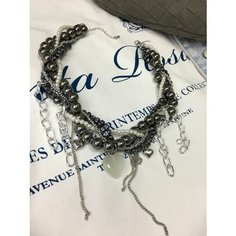 Колье Pearl Dawns, металл, длина 38.2 см, жемчужно-коричневый
