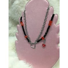 Колье Pearl Dawns, сердолик, длина 42.3 см, черный/красный