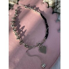 Колье Pearl Dawns, металл, искусственный камень, длина 38.7 см, Черный с серебристым 1