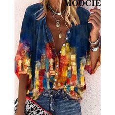 Блуза MOOCIE Весна-лето 2025, размер 6XL, мультиколор
