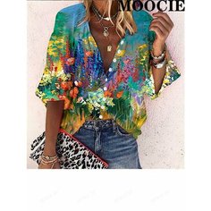 Блуза MOOCIE Весна-лето 2025, размер 6XL, мультиколор