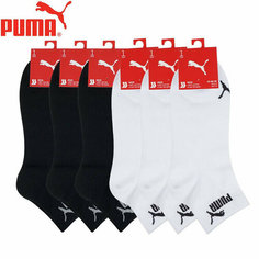 Носки PUMA, комплект, 6 пар, размер 39/42, black/white