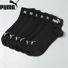 Носки PUMA, комплект, 6 пар, размер 39/42, black