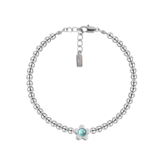 Браслет Oh Mary Did, жемчуг Swarovski синтетический, гематит, 1 шт., размер 16 см, размер one size, лазурный
