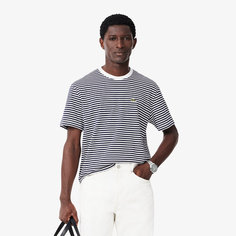 Футболка LACOSTE, размер T4, белый в синюю полоску