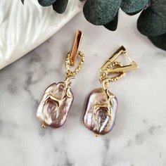 Серьги, жемчуг культивированный, золотой Нет бренда