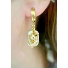 Серьги, жемчуг культивированный, бежевый, золотой Нет бренда