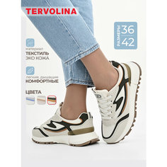Кроссовки TERVOLINA, полнота 6 (RU)/ на среднюю стопу, размер 41, белый, хаки, бежевый
