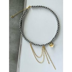 Колье, длина 40.5 см, серебристый/золотистый Без бренда