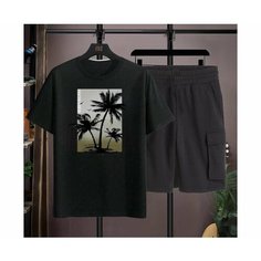 Костюм спортивный Jools Fashion журавли, размер 52, черный 2