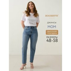 Джинсы мом Bochetti Большие размеры, размер 31/30, светло-синий