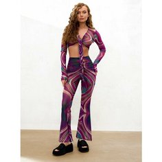 Брюки клеш ALZA HOT COLLECTION, размер 44-46, фиолетовый, оранжевый