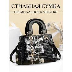 Сумка тоут , фактура рельефная, черный китай