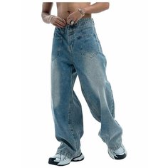 Джинсы широкие FAR FROM WHAT FAR DENIM, размер L, синий