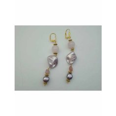 Серьги Анна Виноградова, кварц, розовый, серый