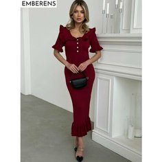 Платье EMBERENS Весна-лето 2025, размер S, темно-красный