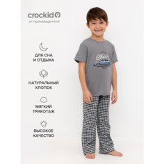 Пижама crockid К 1599/серый,маленькая клетка, размер 80/152, серый