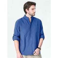 Рубашка Uniqlo Весна-лето 2025, размер 3XL, cиний