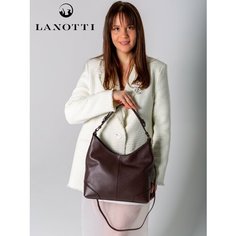 Сумка хобо LANOTTI, фактура зернистая, коричневая