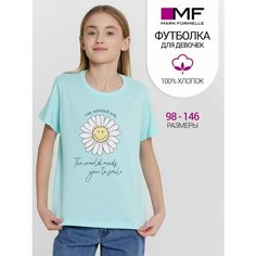 Футболка MARK FORMELLE Для девочек, размер 98/104, голубой
