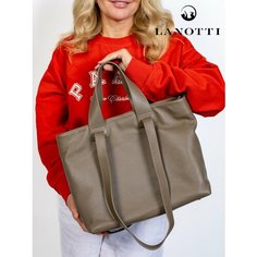 Сумка шоппер LANOTTI, фактура зернистая, серо-коричневый