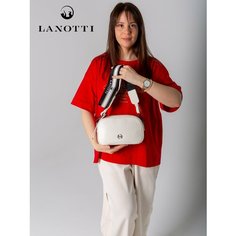 Сумка кросс-боди LANOTTI, фактура зернистая, белый