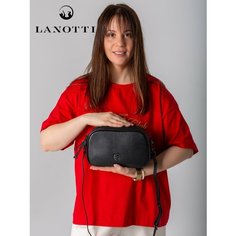 Сумка кросс-боди LANOTTI, фактура зернистая, черный