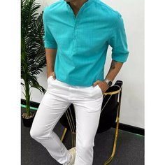 Рубашка SKOS Fashion, размер XL, зеленый, голубой