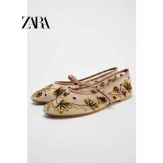 Балетки Балетки Zara, размер 42, бежевый Нет бренда