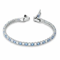 Теннисный браслет SWAROVSKI, кристаллы Swarovski, 1 шт., размер 16.5 см, голубой