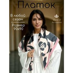 Платок World of Accessories для женщин,90х90 см, серо-розовый