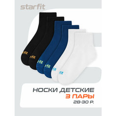 Носки Starfit Весна-лето 2025, 3 пары, размер 28/30, синий, белый, черный