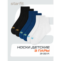 Носки Starfit Весна-лето 2025, 3 пары, размер 31/33, синий, белый, черный