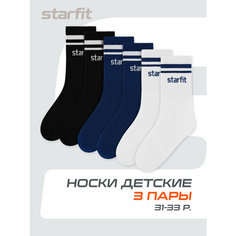 Носки Starfit Весна-лето 2025, 3 пары, размер 31/33, белый/синий/черный