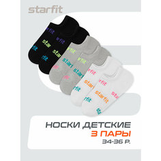 Носки Starfit Весна-лето 2025, 3 пары, размер 34/36, белый/черный/серый