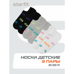 Носки Starfit Весна-лето 2025, 3 пары, размер 31/33, белый/черный/серый