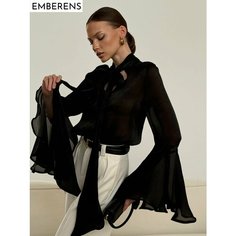 Блуза EMBERENS Весна-лето 2025, размер 48, черный