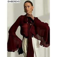 Блуза EMBERENS Весна-лето 2025, размер 46, бордовый