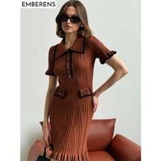 Платье EMBERENS Весна-лето 2025, размер M, коричневый