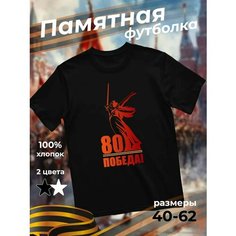 Футболка подарочная мужская черная с принтом 9 мая День Победы 80 лет 80 Победа!, размер XS, черный Dari