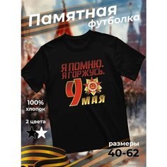 Футболка подарочная мужская черная с принтом 9 мая День Победы 80 лет Я помню. я горжусь, размер XXL, черный Dari