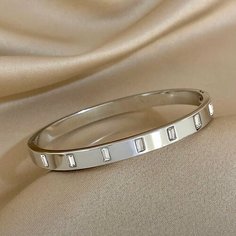 Жесткий браслет SORONA, циркон, циркон синтетический, Swarovski Zirconia, 1 шт., размер 6 см, размер one size, диаметр 6 см, серебристый