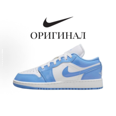 Кроссовки NIKE Air Jordan 1 Low, полнота B (US)/ на среднюю стопу, размер 43EU/27.5CM, белый, синий, голубой