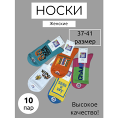 Носки , комплект, 10 пар, размер 37-41, разноцветные Нет бренда