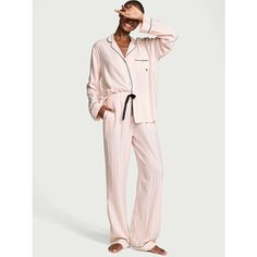 Пижама Victorias Secret Flannel Long Pajama Set S Short/160, размер S Short, розовый