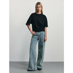 Джинсы широкие Zarina wide leg, размер L (RU 48)/170, зеленый, голубой