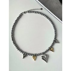 Чокер, длина 40.5 см, золотистый/серебристый Нет бренда