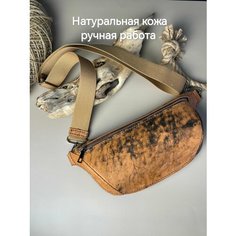 Сумка поясная , фактура матовая, коричневый, оранжевый Нет бренда