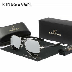 Солнцезащитные очки KINGSEVEN, черно-серебристый